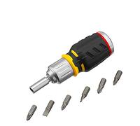 Stanley Fmht0-62688 Tournevis Avec 6 Embouts Interchangeables Gamme FatMax - Mécanisme Cliquet 40 Dents - Angle De Reprise 9° - 3 Positions De Cliquet - Poignée Bi Matière Grip Noir