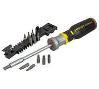 Stanley Fmht0-62689 Big S Tournevis À Cliquet Avec LEDs/12 Embouts Gamme FatMax - Mécanisme Cliquet 40 Dents - Angle De Reprise 9° - 3 Positions De Cliquet - Poignée Bi Matière Grip Noir