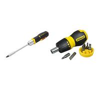 Stanley Fmht0-62691 maxi S Tournevis À Cliquet avec 12 Embouts Gamme Fatmax - mécanisme Cliquet 40 dents & 0-66-358 Tournevis Porte-Embouts a cliquet bimatiere + 6 Embouts - tête magnétique