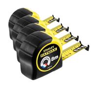 STANLEY FMHT81555-0 mètre mesureur - Gamme FATMAX - Fabriqués en France - Revêtement Blade Armor - Ruban Résistant et Épais - Boitier Abs Bi matière - Amortisseur de Chocs (Lot de 4)