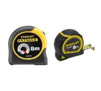 Stanley Fmht81555-0 mètre mesureur - Gamme Fatmax - Fabriqués en France - Revêtement & STANLEY Mètre 8 M X 25 mm Bi Matière Tylon - Boitier Ergonomique - Ruban en Acier Laqué - Crochet Deux Rivets