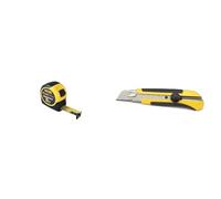 Stanley Fmht81556-5 mètres Ruban Gamme Fatmax - Fabriqués en France - Ruban Épais & Stanley 0-10-425 Cutter 25 mm Bi-matière Dynagrip - Chariot Porte-lame en Acier Anticorrosion