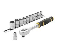 Stanley Cliquet FMMT82680-0 FatMax 3/8’’ 120 dents Angle 3° 22 pièces 10 douilles 10 embouts