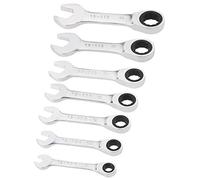 Stanley Clés mixtes courtes à cliquet FatMax – Jeu de 7 pièces 8–19 mm – Fourche 15° Anti-Slip