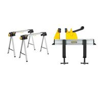 Stanley Fmst1-75763 Paire de Tréteaux Pliable Gamme Fatmax -Haute Capacité de Charge - 900 kg/Paire - Pieds en métal, Rabattables - Poignée de Transport & Stanley - Etau Quick Vice - 0-83-179