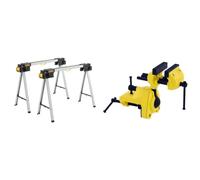 Stanley Fmst1-75763 Paire de Tréteaux Pliable Gamme Fatmax -Haute Capacité de Charge - 900 kg/Paire & Stanley 1-83-069 etau d'Établi sur Rotule - Ecartement 75 mm - Puissance de Serrage 25 kg