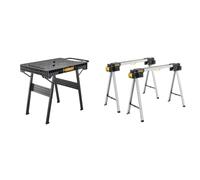 Stanley Fmst1-75763 Paire de Tréteaux Pliable Gamme Fatmax -Haute Capacité de Charge - 900 kg/Paire & Stanley Établi Pliable FatMax (Chargeable jusqu'à 455 kg, avec Pieds en métal