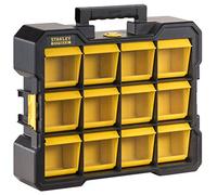 Stanley Fmst81077-1 Organiseur Flip Bin Gamme FatMax Large Base - Godets Basculables Et Amovibles - Couvercles Transparents - Poignée De Transport - Attaches Latérales Pour En Assembler Plusieurs Noir/Jaune