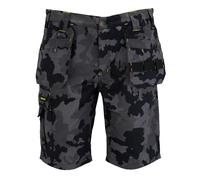 Stanley Hanley Short de Travail Cargo en Polycoton avec Poche Holster pour Homme Coupe Droite, Camouflage Noir, 34W