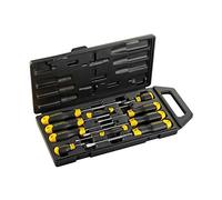 STANLEY Jeu de 10 tournevis Cushion Grip Slotted Phillips, 2-65-005 | Barre en acier au chrome-vanadium antirouille, extrémités codées par couleur, pointes magnétiques, prise en main confortable