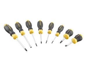 STANLEY Juego de 8 destornilladores Cushion Grip: Plana y Phillips pour adultes, teint soigné au quotidien, texture confortable