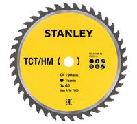 Stanley Lame de scie circulaire TCT STA13145-XJ 190 x 16 mm 40 dents pour bois