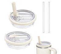 Stanley - Lot de 2 couvercles anti-fuite pour Stanley Cup - 100 ml - Avec 2 pailles - Blanc