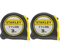 STANLEY Mesure 3 m x 13 mm Bi-Matière Tylon - Métre à Ruban Léger, Compact et Ergonomique avec Crochet de Ceinture 0-30-687 (Lot de 2)