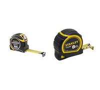 STANLEY Mesure Auto Lock 8 M x 32 mm - Ruban Large - Traitement Mylar et Blade Armor - Crochet Avec Position Du Zéro Réel & Mètre Tylon Bi Matière 8m x 25mm - Ruban Anti-Corrosion