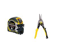 STANLEY Mesure Auto Lock 8M x 32mm - Ruban Large - Traitement Mylar et Blade Armor - Crochet Avec Position Du Zéro Réel & FATMAX Cisaille Aviation Tête Droite Acier Forgé Chromé Double Action de Pivot