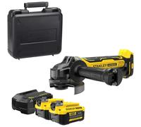 Stanley - Meuleuse d'angle sans fil 18V 125 mm, 2 batteries 4,0 Ah Li-Ion, chargeur SFMCG700M2K-QW