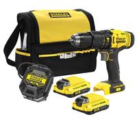 Stanley - Perceuse à percussion sans fil 18V, 2 batteries Li-Ion 1,5 Ah, chargeur SFMCD711C2S-QW