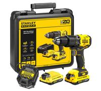 Stanley - Perceuse à percussion sans fil 18V, 2 batteries Li-Ion 2,0 Ah, chargeur SFMCD715D2K-QW