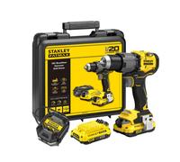 Stanley - Perceuse à percussion sans fil 18V, 2 batteries Li-Ion 2,0 Ah, chargeur SFMCD726D2K-QW