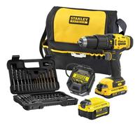 Stanley - Perceuse-visseuse à percussion sans fil 18 V avec accessoires, 1 batterie Li-Ion 4,0 Ah, chargeur SFMCD711DMA-QW