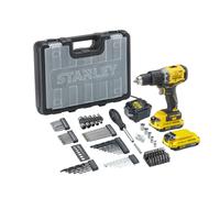 Stanley - Perceuse-visseuse à percussion sans fil 18 V avec accessoires, 2 batteries Li-Ion 2,0 Ah, chargeur SFMCD715D2A-QW