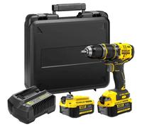 Stanley - Perceuse-visseuse à percussion sans fil 18V, 2 batteries 4,0 Ah Li-Ion, chargeur SFMCD715M2K-QW