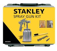 Stanley Pistolet à Peinture pour Compresseur 160123XSTN - avec Mallette de Rangement, Clé, Pinceau et Raccord 1/4" - 4Bar - Métal - Argenté