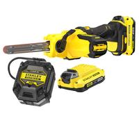 Stanley - Ponceuse à bande sans fil 18 V, 2 batteries de 2,0 Ah, chargeur SFMCE210D2K-QW