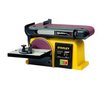 STANLEY - Ponceuse d'établi à bande et à disque SXGBL150E, moteur 370W induction silencieux, base en fonte stable, aspiration intégrée, pour ponçage bois et métal, bras réglable.