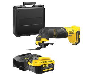 Stanley - Ponceuse oscillante multi-fonction sans fil 18V avec accessoires, 2 batteries 2,0 Ah Li-lon, chargeur SFMCE500D2K-QW