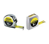 Stanley - Powerlock mètre Ruban 10m x 25mm Fabriqué en France & 0-33-932 mètre 5 m x 19 mm Powerlock Fabriqué en France - Lecture Directe - Ruban Large - Revêtement Blade Armor et mylar
