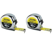 Stanley - Powerlock mètre Ruban 10m x 25mm Fabriqué en France- Ruban Large - Revêtement Blade Armor et mylar - Crochet 3 Rivets- Boitier Abs Antichoc - Blocage de Ruban- Position du 0 Réel- 0-33-532