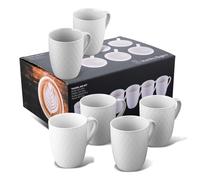 Stanley Rogers set de 6 tasses - Tasses à café au design moderne en losange - Matériau New Bone de haute qualité en blanc - Parfaites pour le café, le thé ou le cacao - volume de 340 ml