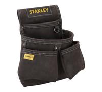 Stanley Porte-outils cuir STST1-80116 - 4 poches, rivets, double couture, accroche mètre, marron