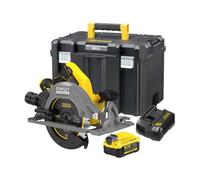 Stanley - Scie circulaire sans fil 18V 190 mm, 1x batterie 4,0 Ah Li-Ion, chargeur SFMCS551M1T-QW