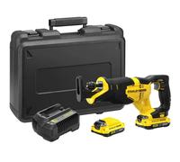Stanley - Scie sabre sans fil 18 V, 2 batteries 2,0 Ah Li-Ion, chargeur SFMCS300D2K-QW