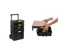 STANLEY - SERVANTE 3 EN 1 QUICKLINK - Boîte à outils compacte + Boîte à outils profonde avec porte-outils intégré + Coffre de chantier & STST1-75540 Boîte à Compartiments Sortlevel 23 Compartiemnts