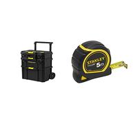 STANLEY - SERVANTE 3 EN 1 QUICKLINK - Boîte à outils compacte + Boîte à outils profonde avec porte-outils intégré + Coffre de chantier Maxi Volume & Mètre Tylon Bi matière 5m X 19mm