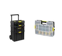 STANLEY - SERVANTE 3 EN 1 QUICKLINK - Boîte à outils compacte + Boîte à outils profonde avec porte-outils intégré & 1-94-745 Organiseur Sort master 17 Compartiments - 8 Intercalaire mobile