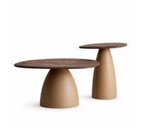 STANLEY - Set de 2 tables métal et bois D86 Beige