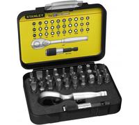 Stanley - COFFRET D'EMBOUTS DE VISSAGE 1/4" 25MM + CLÉ A CLIQUET - JEU DE 32PCS - GAMME PRO - 1-13-904