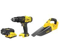 Stanley - Set perceuse-visseuse à percussion sans fil 18 V et aspirateur à main, 1 batterie Li-Ion 2,0 Ah, chargeur SFMCK219D1-QW