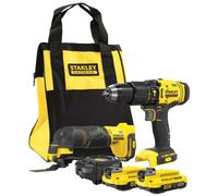 Stanley - Set perceuse-visseuse à percussion sans fil 18 V et meuleuse oscillante multi-fonction, 2 batteries Li-Ion 2,0 Ah, chargeur SFMCK213D2S-QW