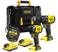 Stanley Set perceuse à percussion et hocs sans fil SFMCK461D2T-QW 18V Li-Ion 2x2,0Ah chargeur