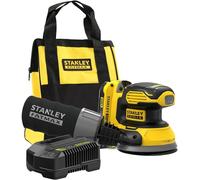 Stanley - Ponceuse excentrique 18V 125 mm, 1 batterie 2,0 Ah Li-Ion, chargeur SFMCW220D1S-QW