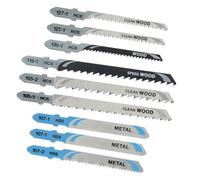 Stanley Lames en T pour scie sauteuse STA28050 - HCS/HSS pour bois et métal - Noir, 10 pièces