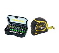 STANLEY STA60490-XJ Coffret Boîte compacte 30 vissage de 25 mm avec la présence d'un Code Couleur + 1 Porte-Embout, Noir & 1-30-697 - Mètre Tylon Bi matière 5m X 19mm - Ruban Anti-Corrosion