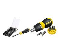 Stanley STHT0-70885 Tournevis porte-embouts - 34 embouts inclus & 0-66-358 Tournevis Porte-Embouts a cliquet bimatiere + 6 Embouts - tête magnétique - réservoir de stockage dans le manche