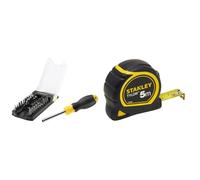 Stanley STHT0-70885 Tournevis porte-embouts - 34 embouts inclus, Jaune/Noir & 1-30-697 - Mètre Tylon Bi matière 5m X 19mm - Ruban Anti-Corrosion - Blocage Du Ruban